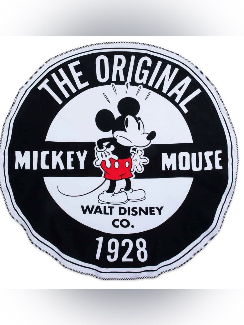 Disney Mickey Mouse Round Beach Towel in Black, White, Red
